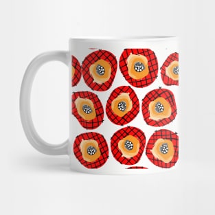 Irregular Red circles with Black Hatch Yellow Orange and Black Center. Mug